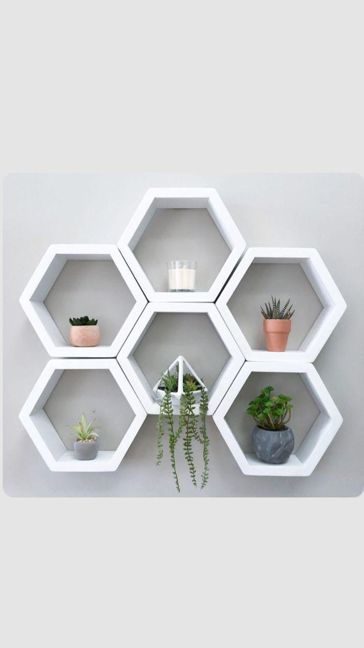 Handcrafted Mango Wood Honeycomb Shelf | Geometric Wall Decor