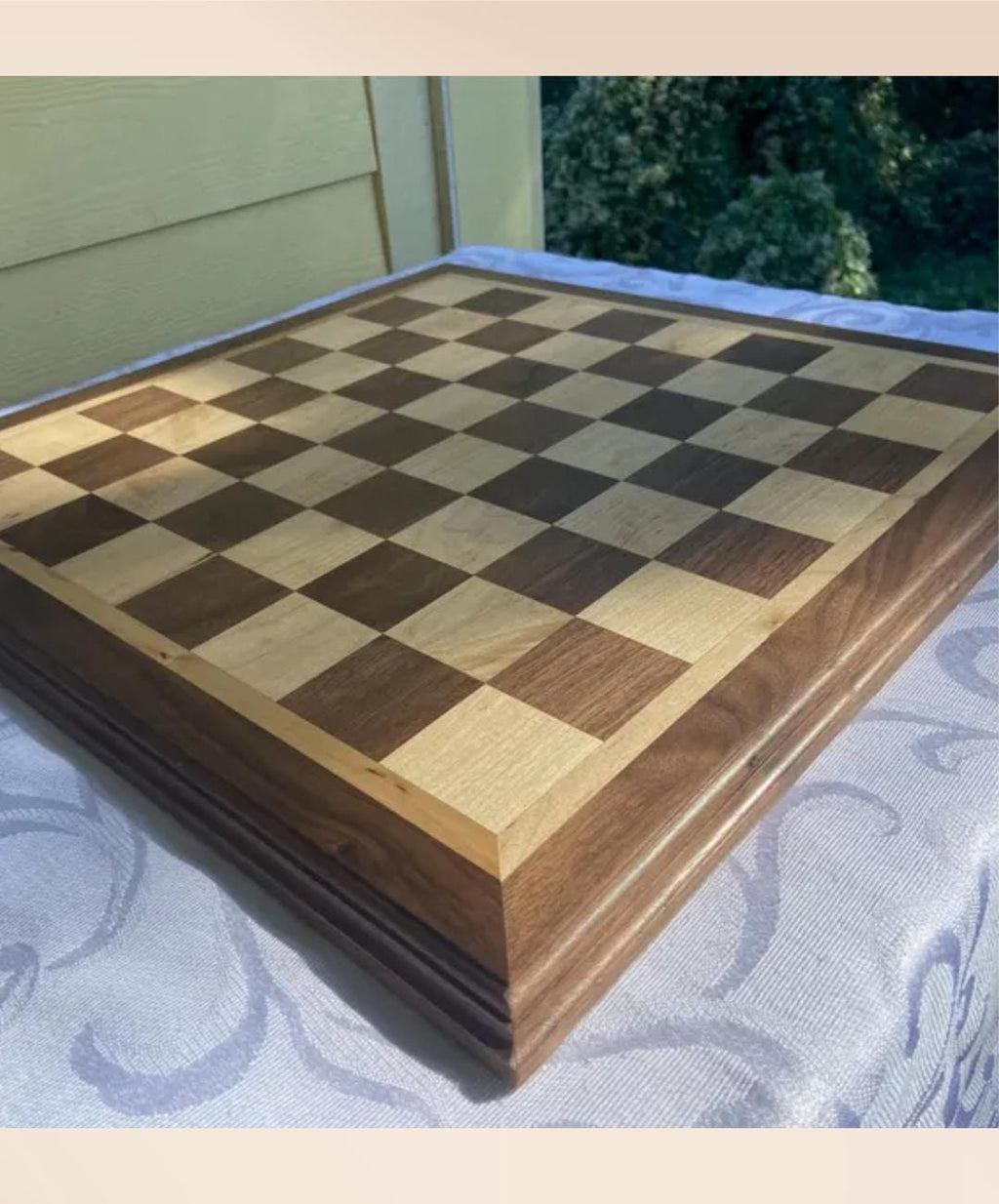 Handcrafted Maple & Walnut Chessboard – Regulation Size | Luxury Wooden Chess Set | Custom Edge Profile Options