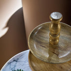 Handcrafted Wooden 2-Tier Serving Stand – 25x25x26 cm