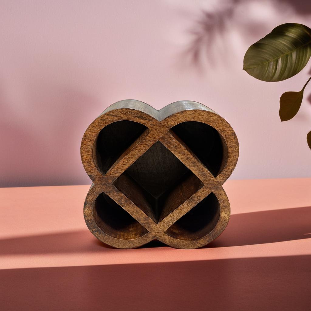 Handcrafted Wooden Multipurpose Organizer – 18x18x8 cm