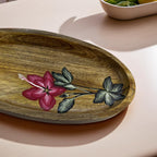 🌸 Wooden Serving Tray with Hand-Painted Floral Design