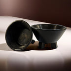 Handcrafted Black Wooden Tripod Bowl – 20x20x12 cm