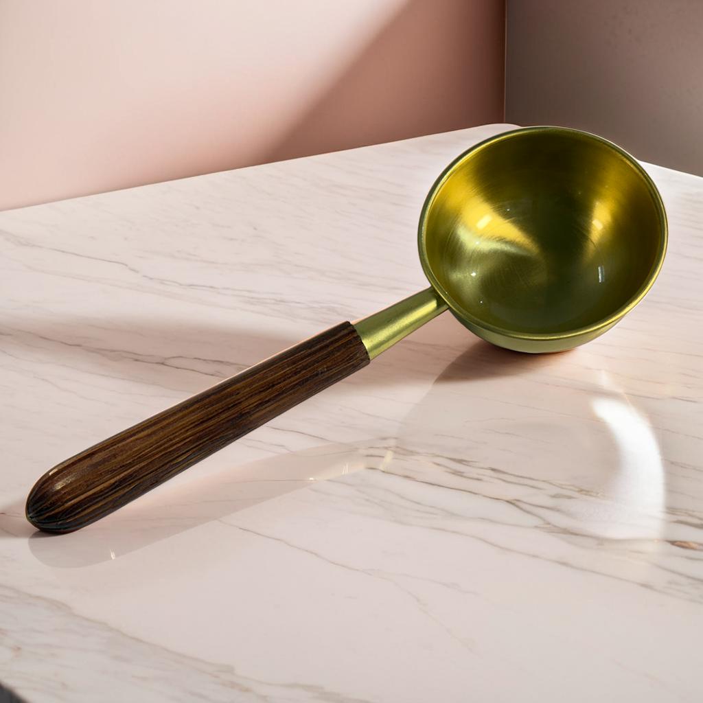 Brass Scoop with Wooden Handle (15×10×6 cm)
