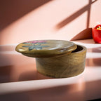 🌿 Handcrafted Wooden Bread/Roti Box with Floral Lid (20×20×9 cm)