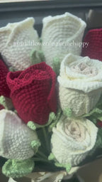 Crochet Rose Gift, Crochet Flower, Crochet Flower Bouquet Gift, Crochet Flower Desk Decor, Gift for Mom, Her, Colleague, Sendoff, Friend