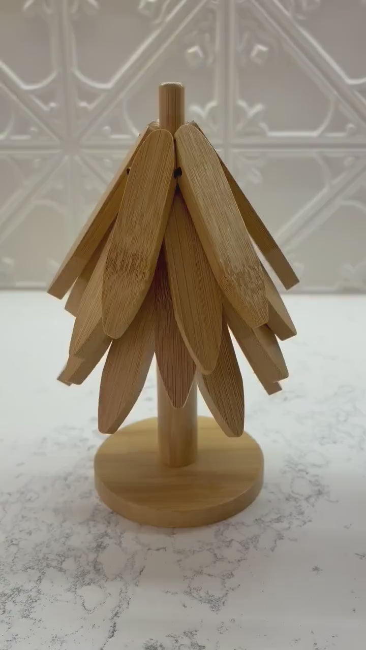 Wooden Tree Trivet Set | Heat Resistant Pot Holders | Natural Table Mats & Coasters | Decorative Wooden Kitchen & Dining Decor