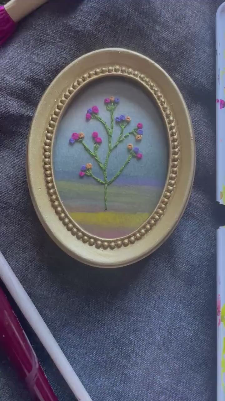 Hand-Embroidered Floral Mini Frame