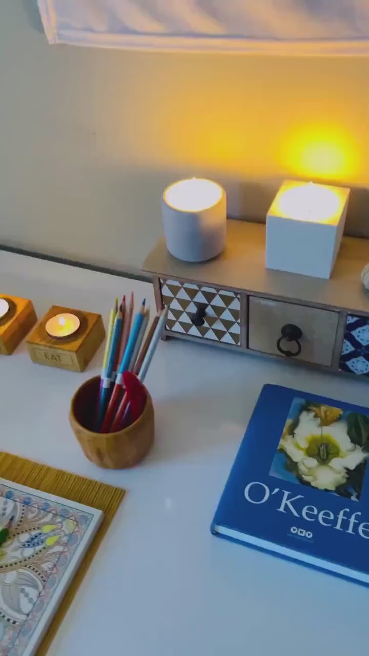 Personalized Wooden Candle Holder | Eco-Friendly Tealight Holder Set | Unique Candle Stand for Yoga, Meditation & Home Decor Gifts