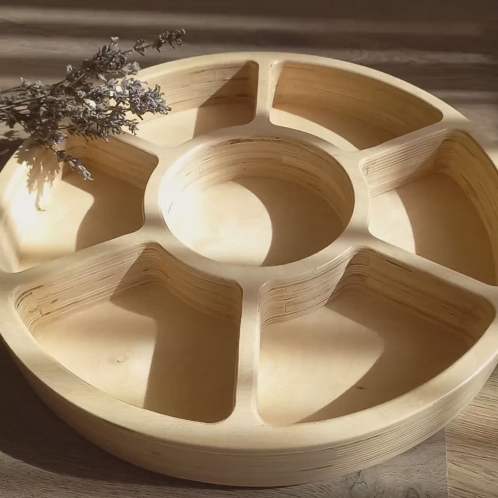 Wooden Sorting Tray with 7 Compartments | Montessori Tinker Tray | Loose Parts Organizer | Baltic Birch Plywood Serving & Storage Tray